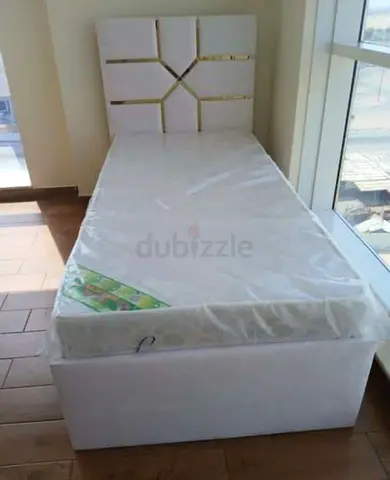 New Single bed with storage and padded headboard and mattress