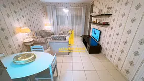 Luxury two-bedroom apartment with a living room and open balcony. Ajman One Tower. Fully furnished f
