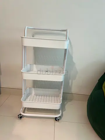White 3-Tier Rolling Utility Trolley with Wheels - Good Condition