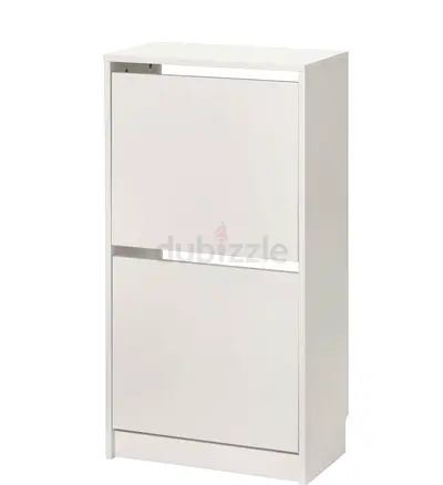 Slim 2-Drawer White Shoe Cabinet / Storage Cupboard