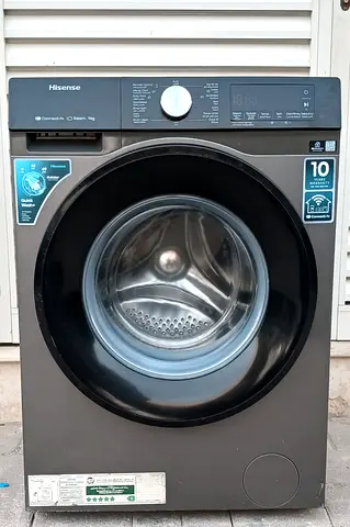 This fully automatic Hisense 9kg washing machine, it is perfect working condition,  with grey color.