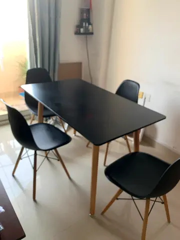 Modern Black Dining Table with 4 Matching Chairs - Good Condition