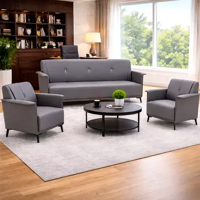 Modern Office Sofa Set 5 Seater (3+1+1) - PU Leather Executive Sofa Set