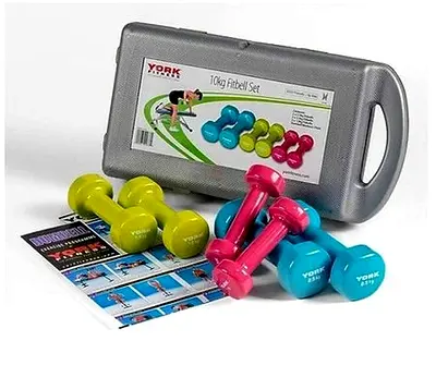 York Fitness 10Kg Vinyl Fitbell Set In A Case