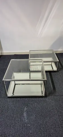 Glass Mirror Coffe 2x table set (glass/chrome/mirror)