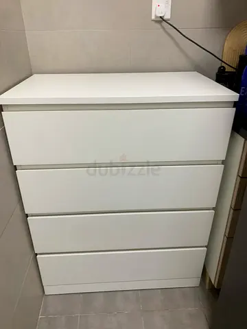 White 4 Drawer Chest of Drawers - Good Condition