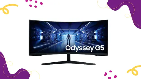 Samsung 34 Inch G55T Odyssey G5 Ultra WQHD 165Hz Curved Gaming Monitor LC34G55TWWPXEN