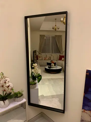 Full-Length Wall Mirror with Black Frame - Good Condition