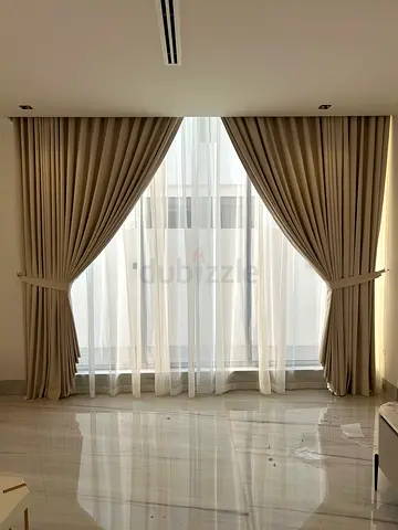 Floor-to-Ceiling Blackout Curtains with Sheer Liners - Pair by meter. Watsapp 0559083734