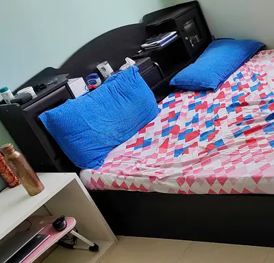Wooden coat bed kingsize furniture with storage headboard