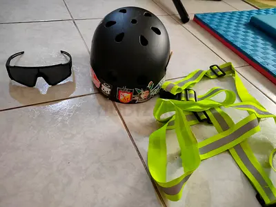 bicycle helmet with reflector vest / strap