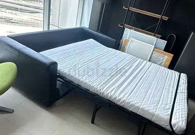 Black leather IKEA vimle two seater sofa bed