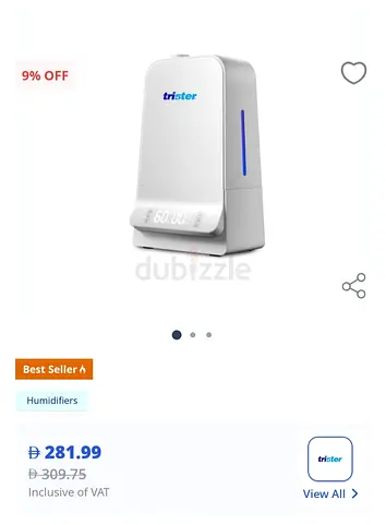 Trister Digital Ultrasonic Humidifier - Compact Home Humidifier