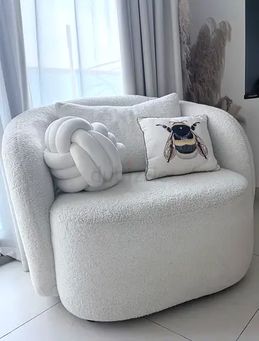 White Bouclé Accent Armchair