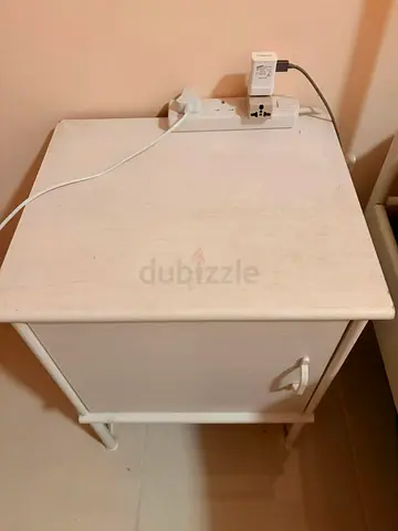 Simple white bedside cabinet one with single door and one with drawer- great condition