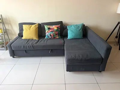 Grey L-shaped Sofa with Chaise - Good Condition