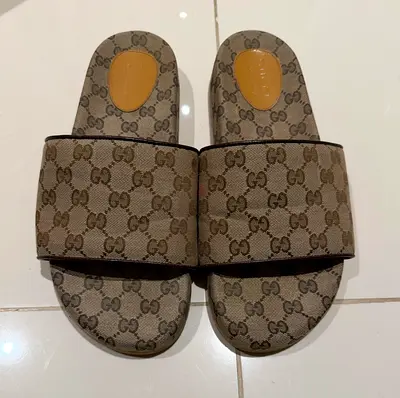 Authentic Gucci GG Canvas Slides