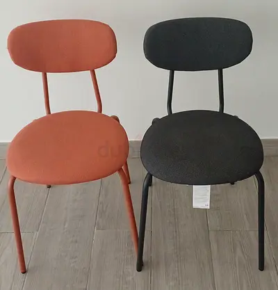 Set of 2 Modern Fabric Dining/Study Chairs — One Terracotta, One Dark Grey