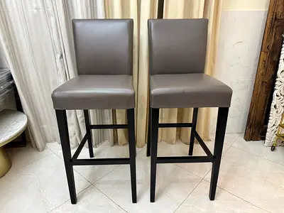 Crate and barrel lowe smoke leather Bar Stools