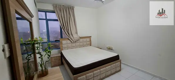 Furnished, north-facing one-bedroom apartment with a living room on Al Khan Corniche; ready for imm