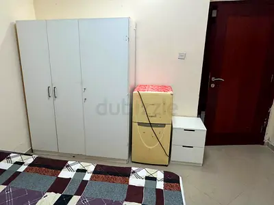 White 3-Door Wardrobe with Small Drawers and Fridge - Good Condition