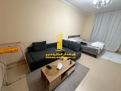 Luxury second-occupancy studio with separate kitchen and open view, fully furnished ✨ Ajman, Jasmine Towers. For monthly rent.