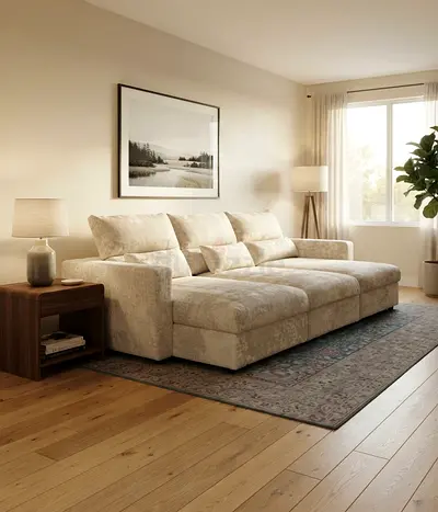 Luxury Sofa Bed with Storage
Upgrade your living space with this elegant sofa bed featuring a spacio