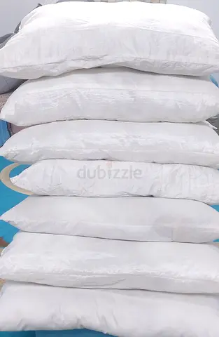 Set of 5 White Bed Pillows - Good Condition