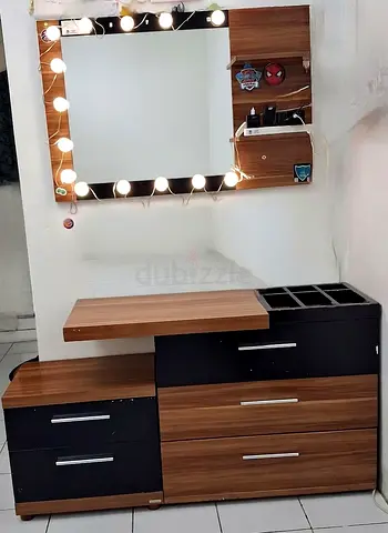 Wooden Dressing Table with Lighted Mirror only with Drawers - Very Good Condition