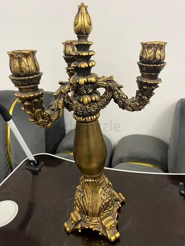 Antique Look Brass Three-Arm Candelabra / Candle Holder