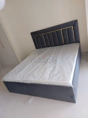 Mew Queen upholstered bed frame with headboard - grey velvet