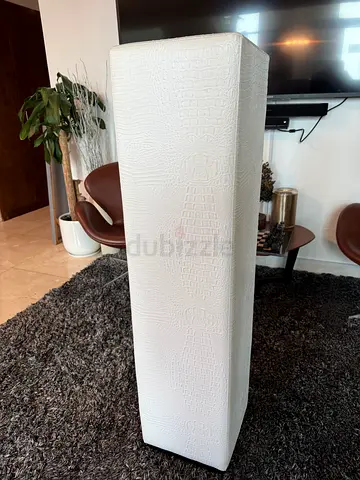 The One Decorative Pedestal, White Faux Crocodile leather, 121cm