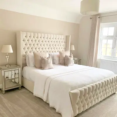 New King-size tufted Fabric bed frame with Tall Heardboard - Hydraulic Storage available on demand