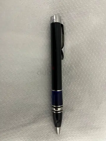 Black & Blue Rollerball Pen with Chrome Accents - Good Condition