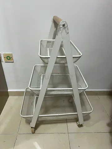 White 4-Tier Mesh Rolling Storage Rack