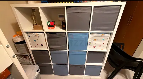 Storage Shelves with Boxes