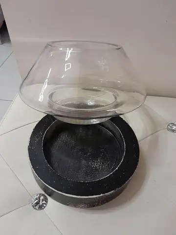 Terrarium Bowl with wooden base - single piece