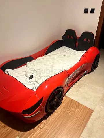 Red Sports Car Kids Bed - Twin Size, Good Condition