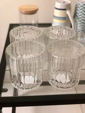 Set of 4 Clear Glass Tumblers - New
