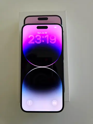 Iphone 14 pro Max with Box TDRA emirati Variant 128Gb storage 1physical + esim battery 94% waterpack