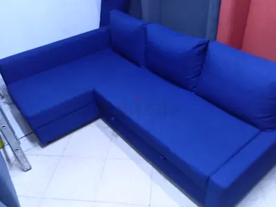 Blue L-shaped Sofa / Corner Couch - Good Condition