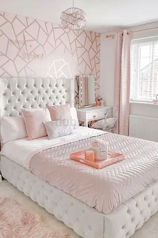 White tufted upholstered bed frame with headboard - King/Queen (see details)