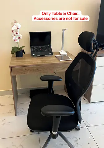 Computer Table with Ergonomic Chair - Study Table Office Desk in Good Condition