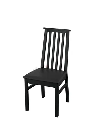4 Solid Black Wooden Dining Chairs with Padded Seat, almost unused from Ikea, bought for 600 AED