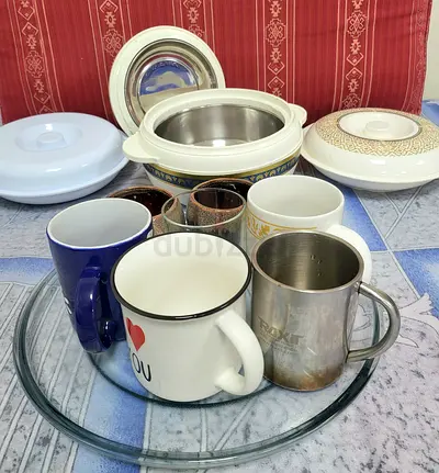 Assorted mugs,I ❤️ you,TRaXiT, bowls and serving dishes - used kitchen set