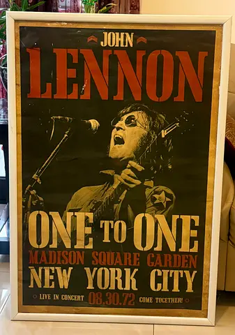 John Lennon 'One to One' Madison Square Garden 1972 Framed Concert Poster