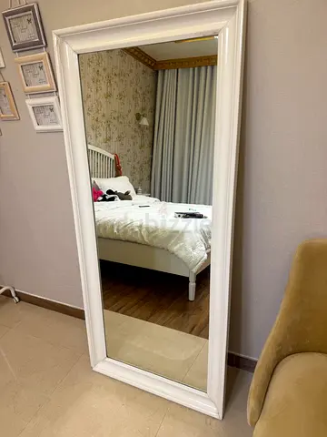 Full-Length White Framed Floor Mirror - Good Condition