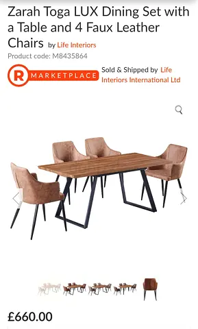 Solid Wood Dining table with 4 faux leather chairs - modern set
