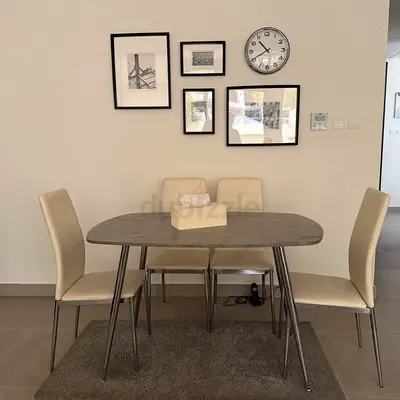 4-Seater Dining Table with Chairs - Modern Compact Set