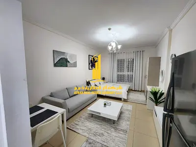 Luxury second-occupancy studio with separate kitchen and open view, fully furnished ✨ Ajman, Jasmine Towers. For monthly rent.